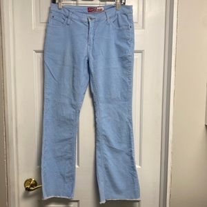 Lazer Jeans Corduroy Blue size 13 Flared Low Rise  Y2K Style Raw Hem